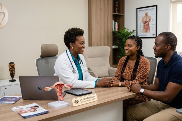 Female fertility clinic Nigeria specialist consulting a patient at Netcare Fertility Centre