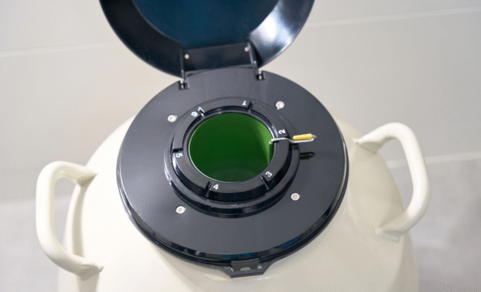 A cryogenic liquid nitrogen tank used for embryo freezing storage Nigeria at Netcare IVF